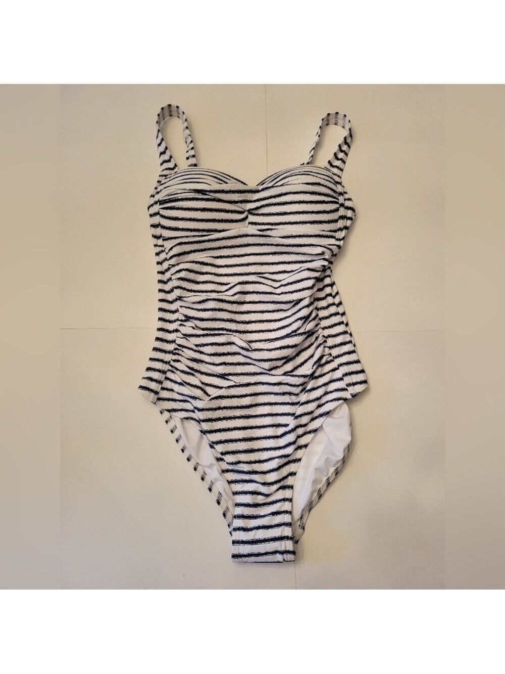 NipTuck Swim Womens Striped Black and White One Piece Swimsuit size 4